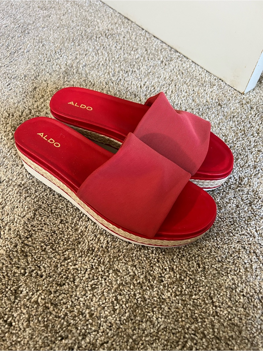 ALDO Red Slide Espadrille Platform Sandals
